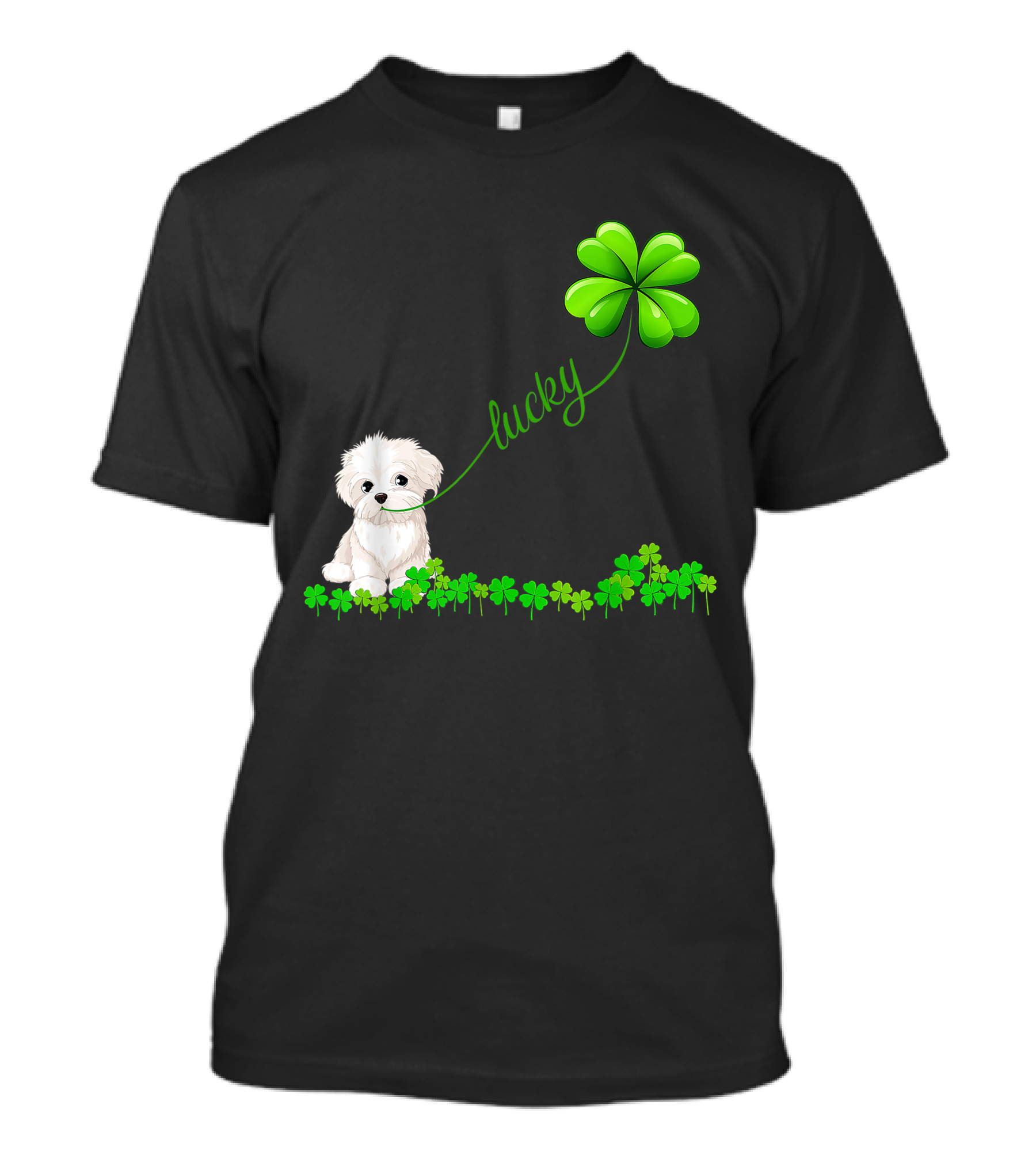 Irish Lucky Maltese Lover Dog With Shamrock And Clover T-Shirt