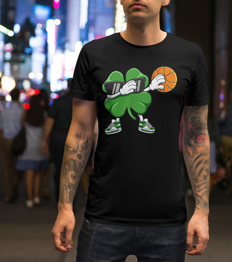 Dabbing Shamrock With Basketball And Sneakers T-Shirt