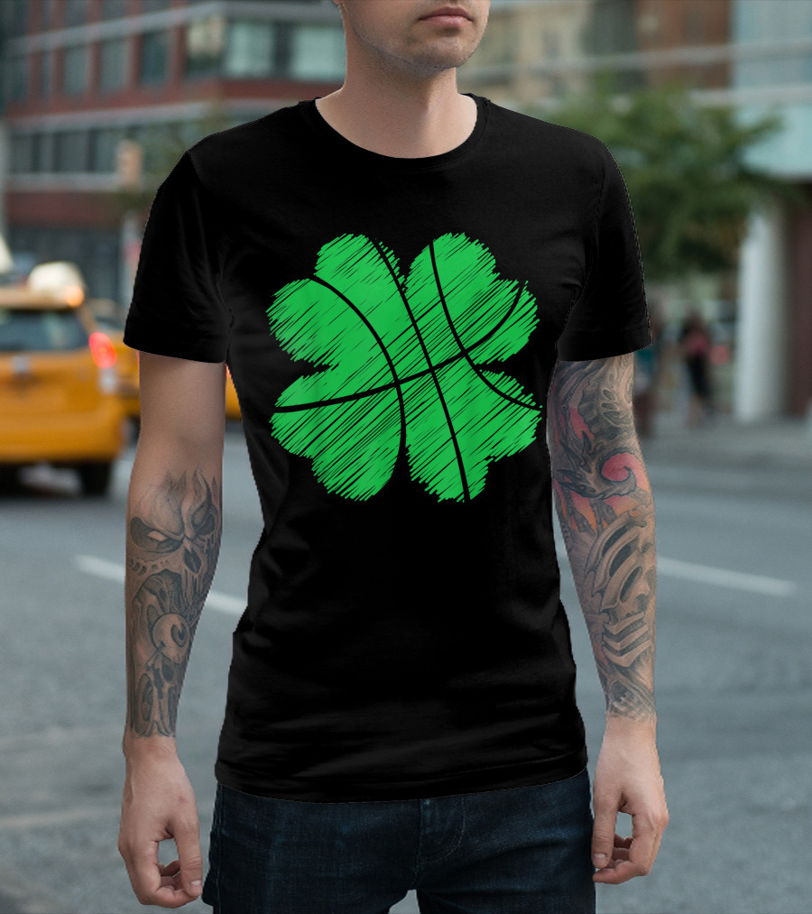 St Patricks Day Basketball Boys Irish Shamrock Lucky Green Clover T-Shirt
