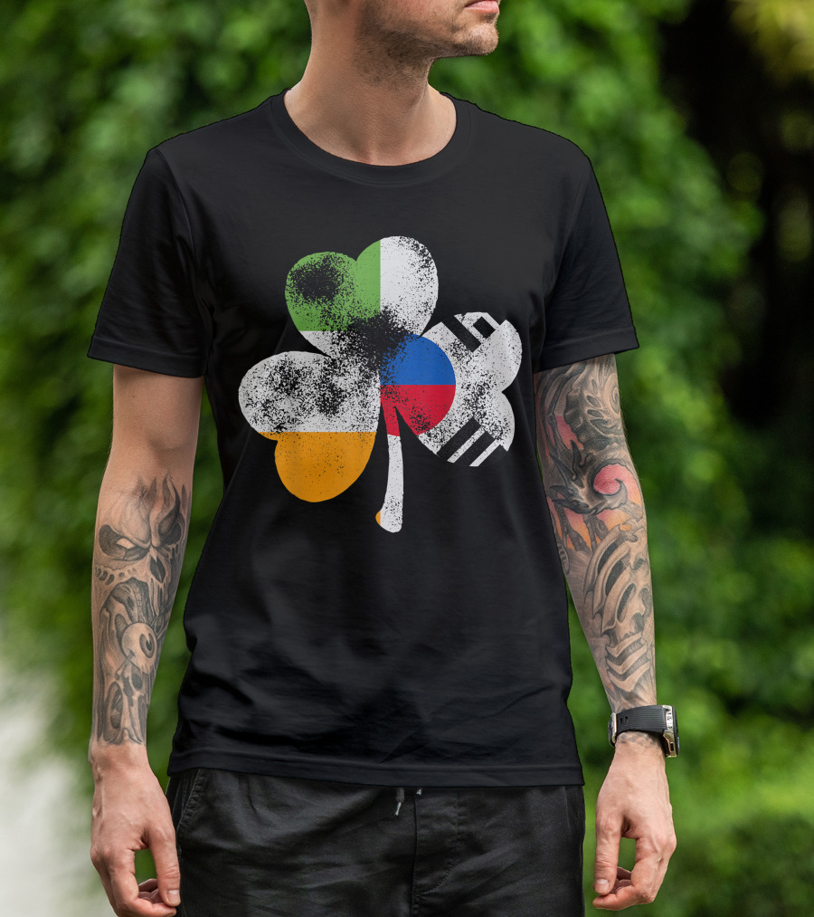 Irish South Korean Shamrock With Flags Of South Korea And Ireland T-Shirt