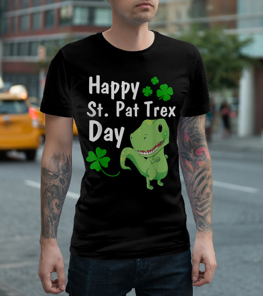 Happy St. Pat Trex Day Dinosaur With Shamrocks T-Shirt