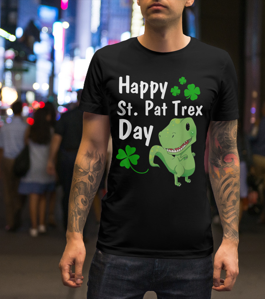 Happy St. Pat Trex Day Dinosaur With Shamrocks T-Shirt