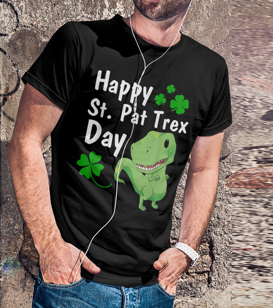 Happy St. Pat Trex Day Dinosaur With Shamrocks T-Shirt