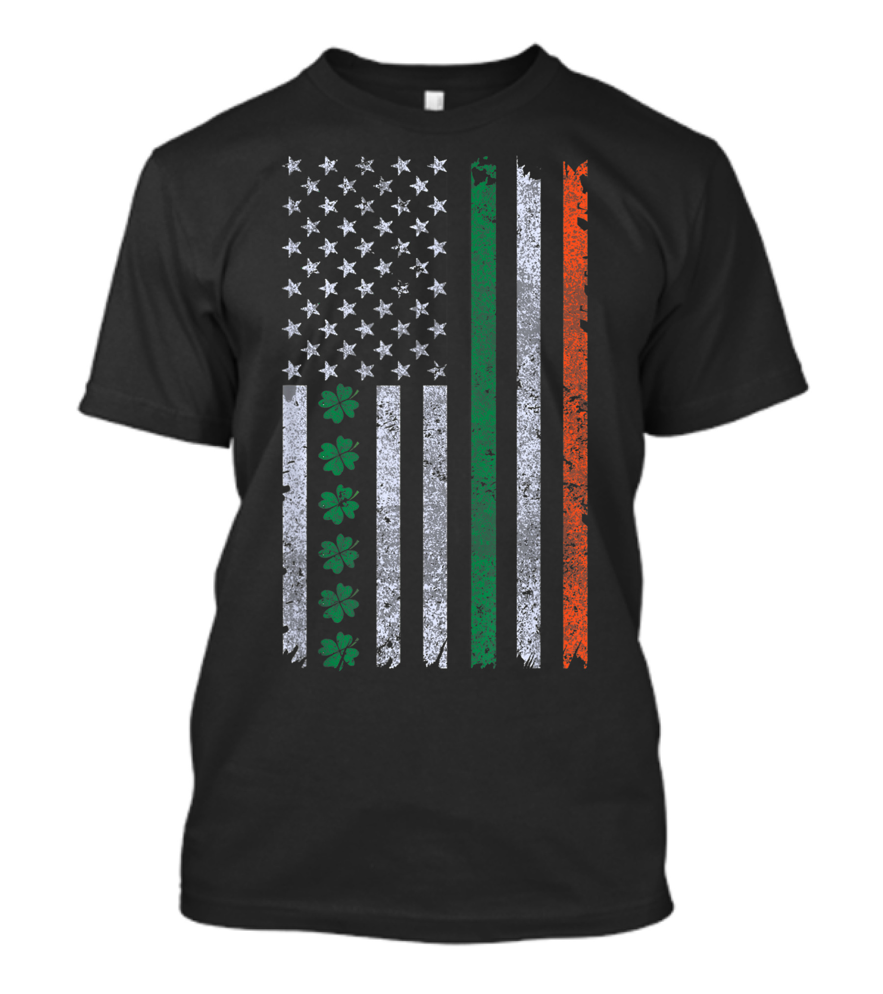 Vintage Irish American Flag With Shamrock And Distressed Stripes T-Shirt
