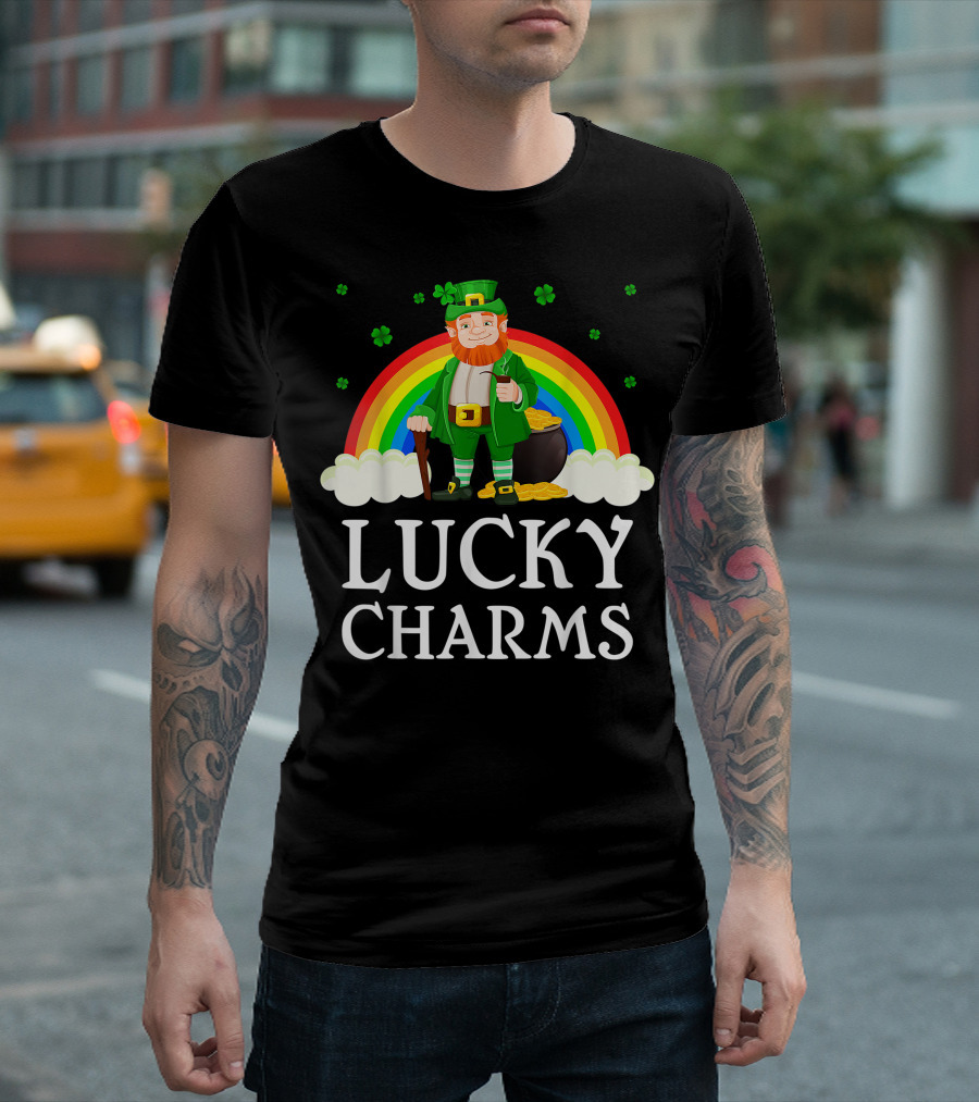 Lucky Charms Rainbow Shamrock Leprechaun St. Patrick's Day Irish T-Shirt