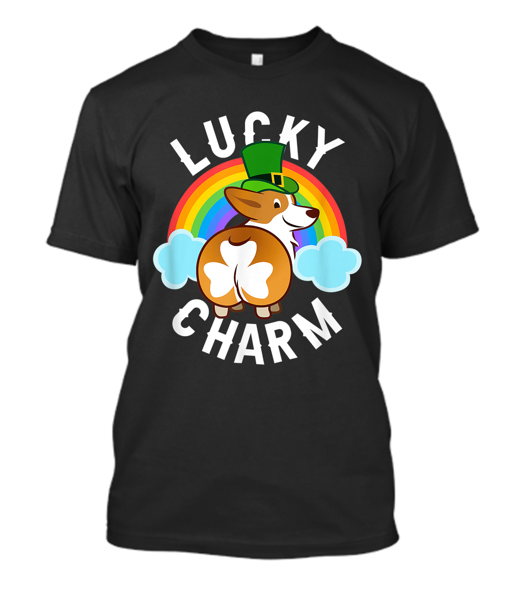 Corgi Leprechaun Lucky Charm Rainbow Hat T-Shirt