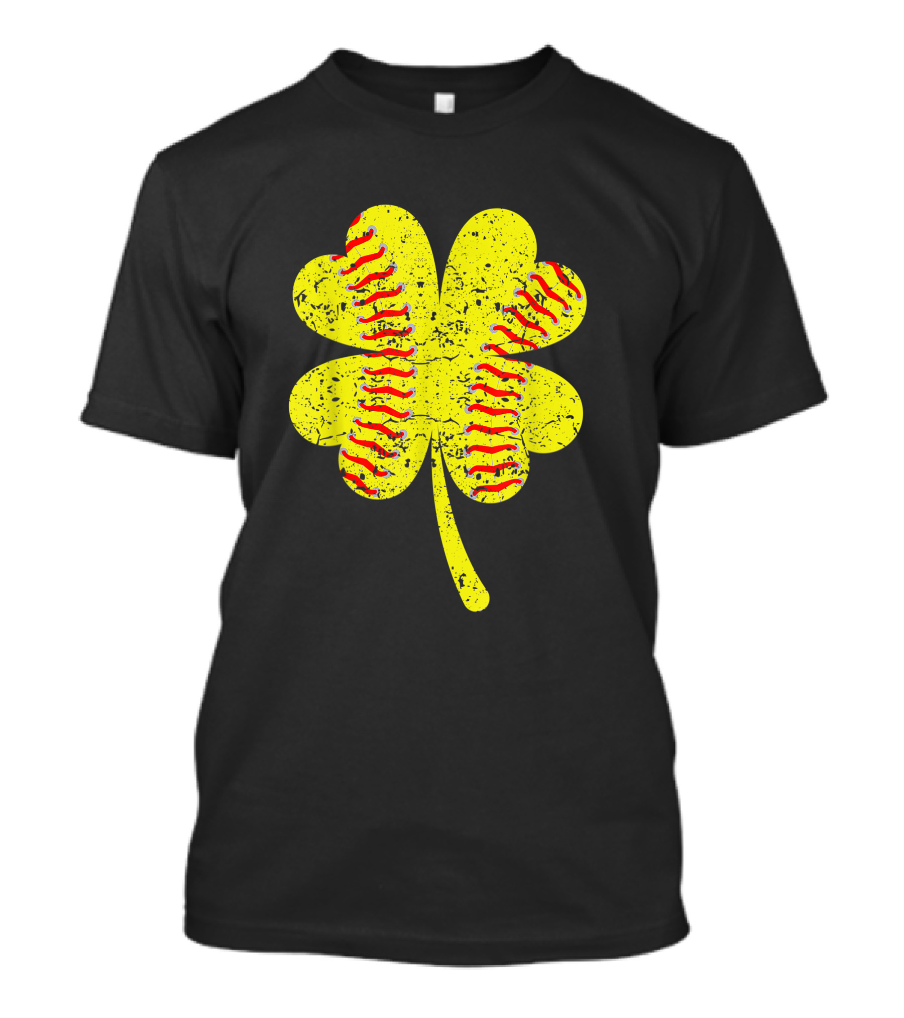 Distressed Shamrock Softball St. Patrick's Day Girls Luck T-Shirt