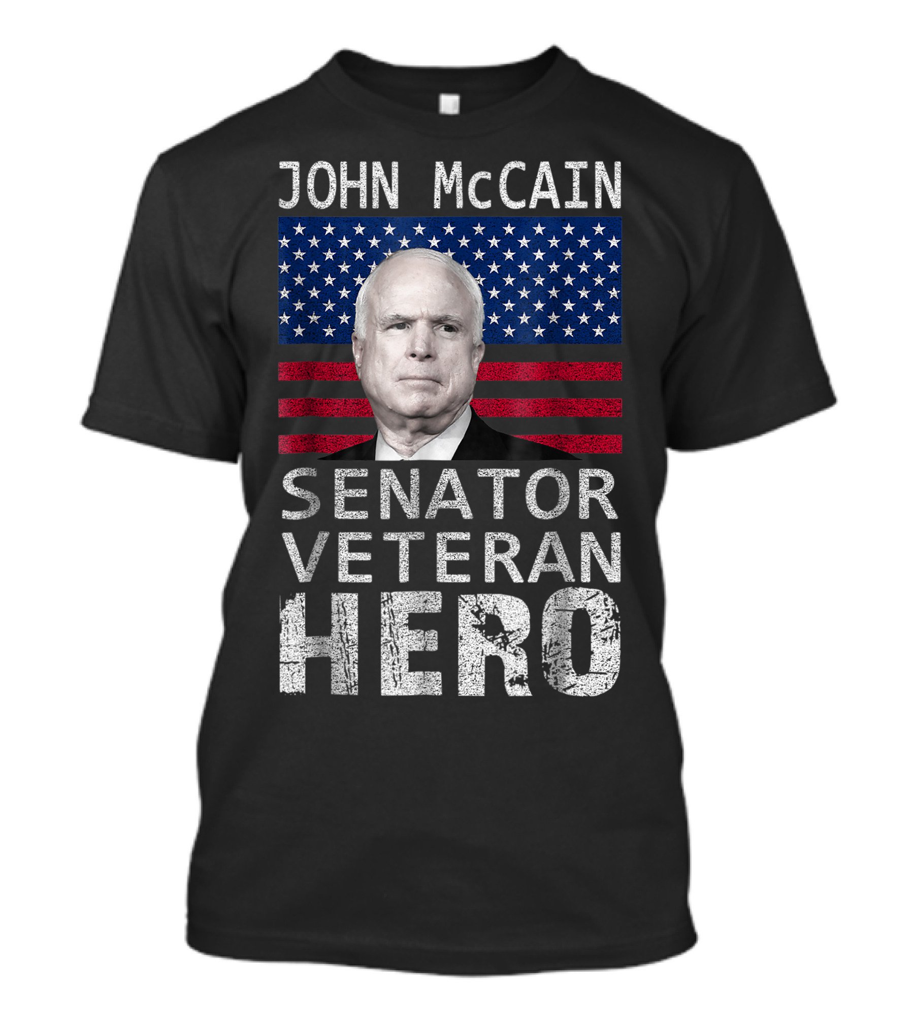 John McCain Senator Veteran Hero American Flag T-Shirt