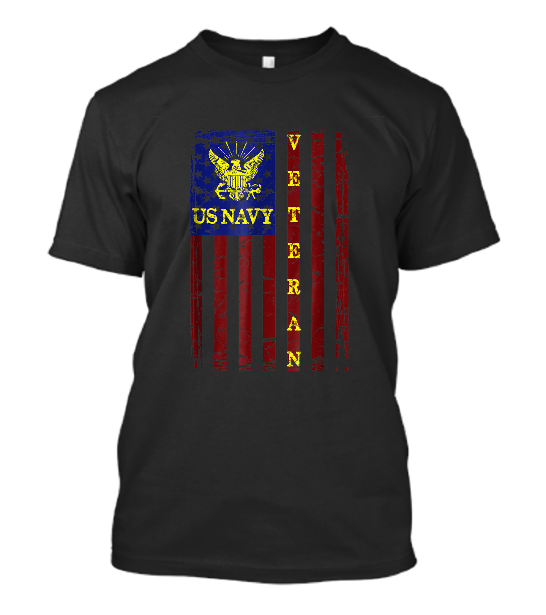 US Navy Veteran American Flag Insignia Eagle Emblem T-Shirt