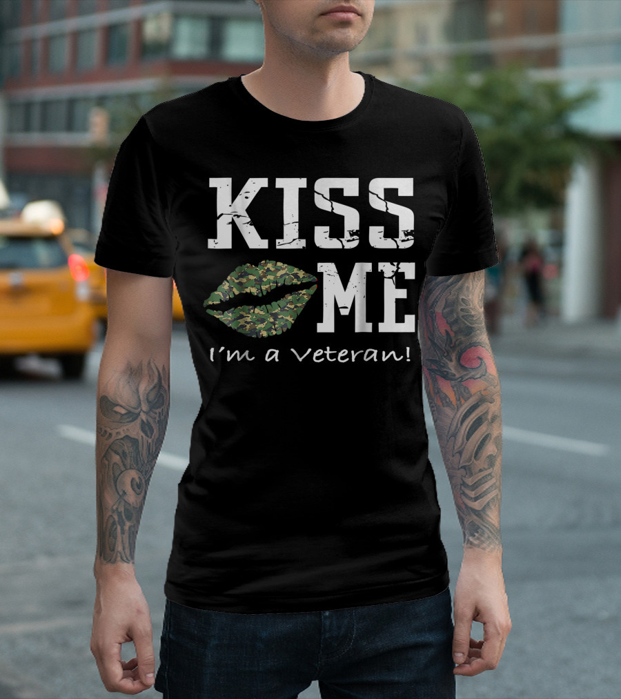 Kiss Me I'm A Veteran Camouflage Lips T-Shirt