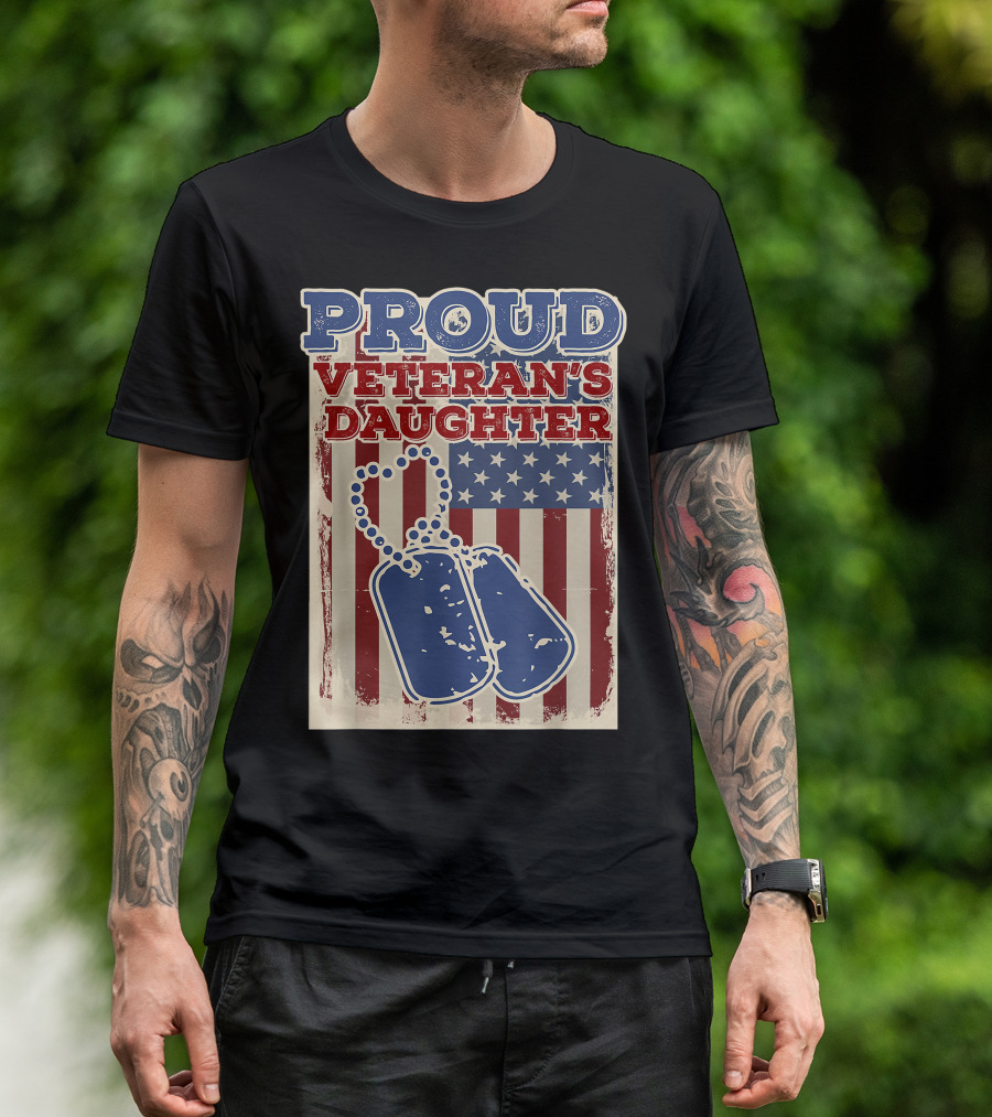 Proud Veteran's Daughter American Flag Dog Tags T-Shirt