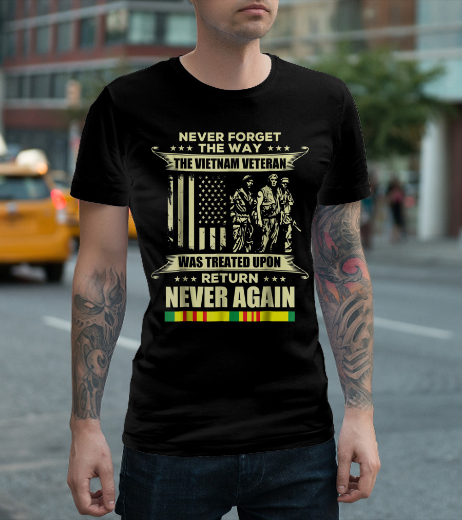 Never Forget The Way Vietnam Veteran Was Treated Return Never Again T-Shirt