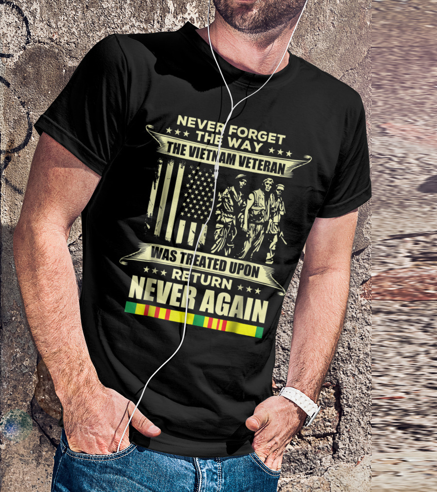 Never Forget The Way Vietnam Veteran Was Treated Return Never Again T-Shirt