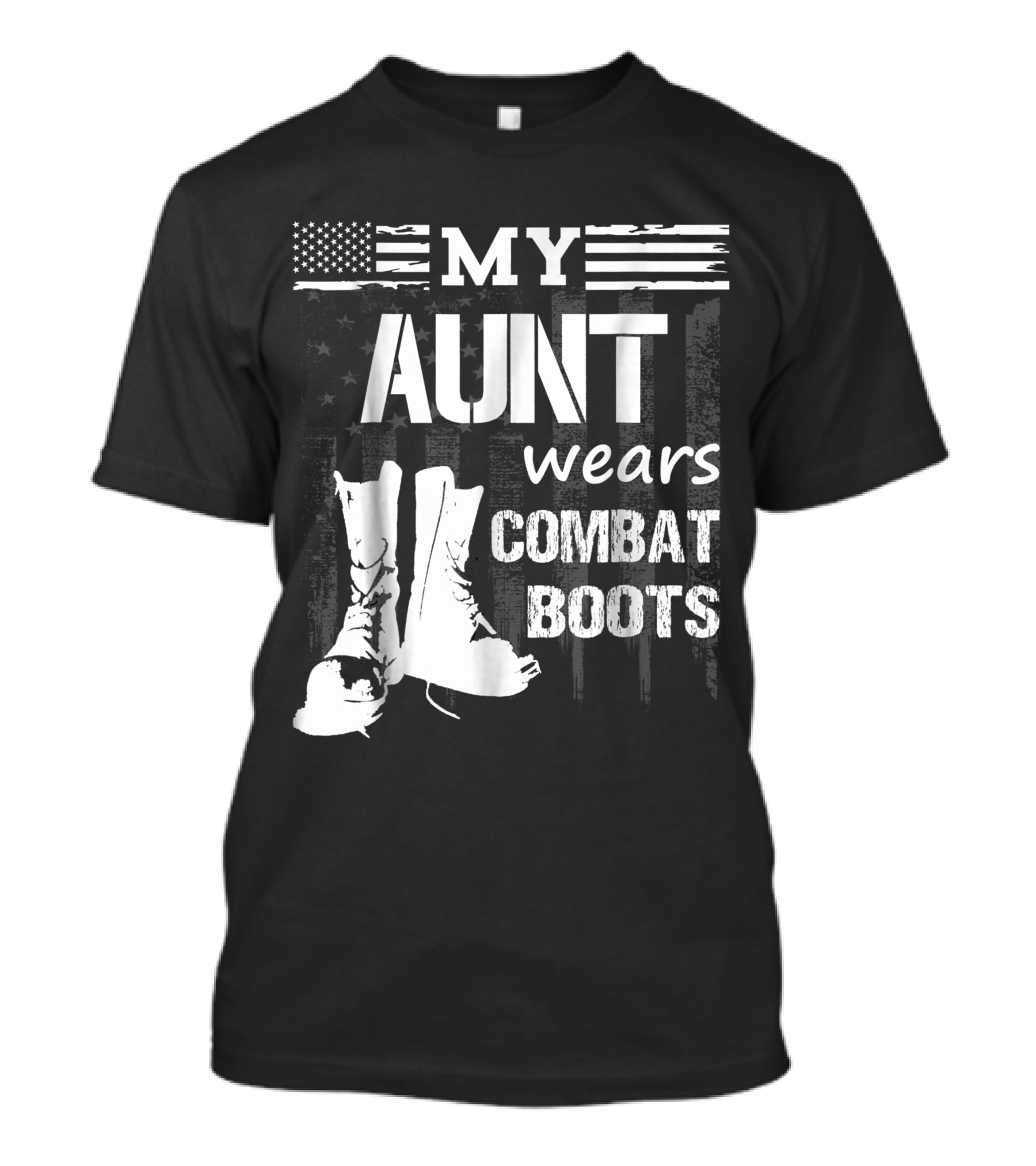 My Aunt Wears Combat Boots American Flag Military Veteran T-Shirt