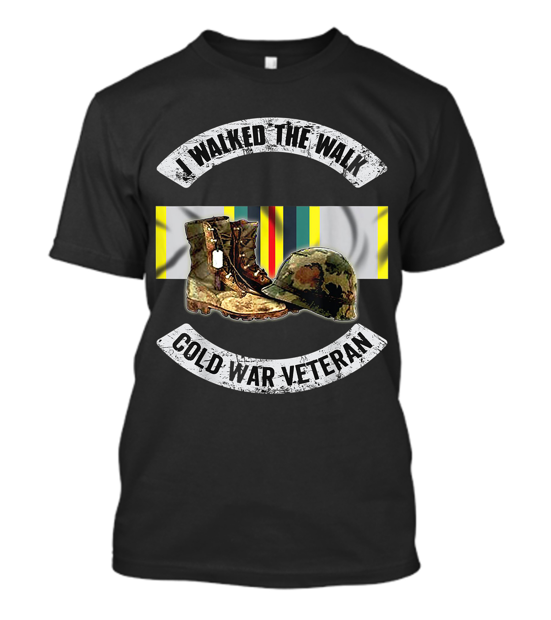 I Walked The Walk Cold War Veteran Boots Helmet T-Shirt