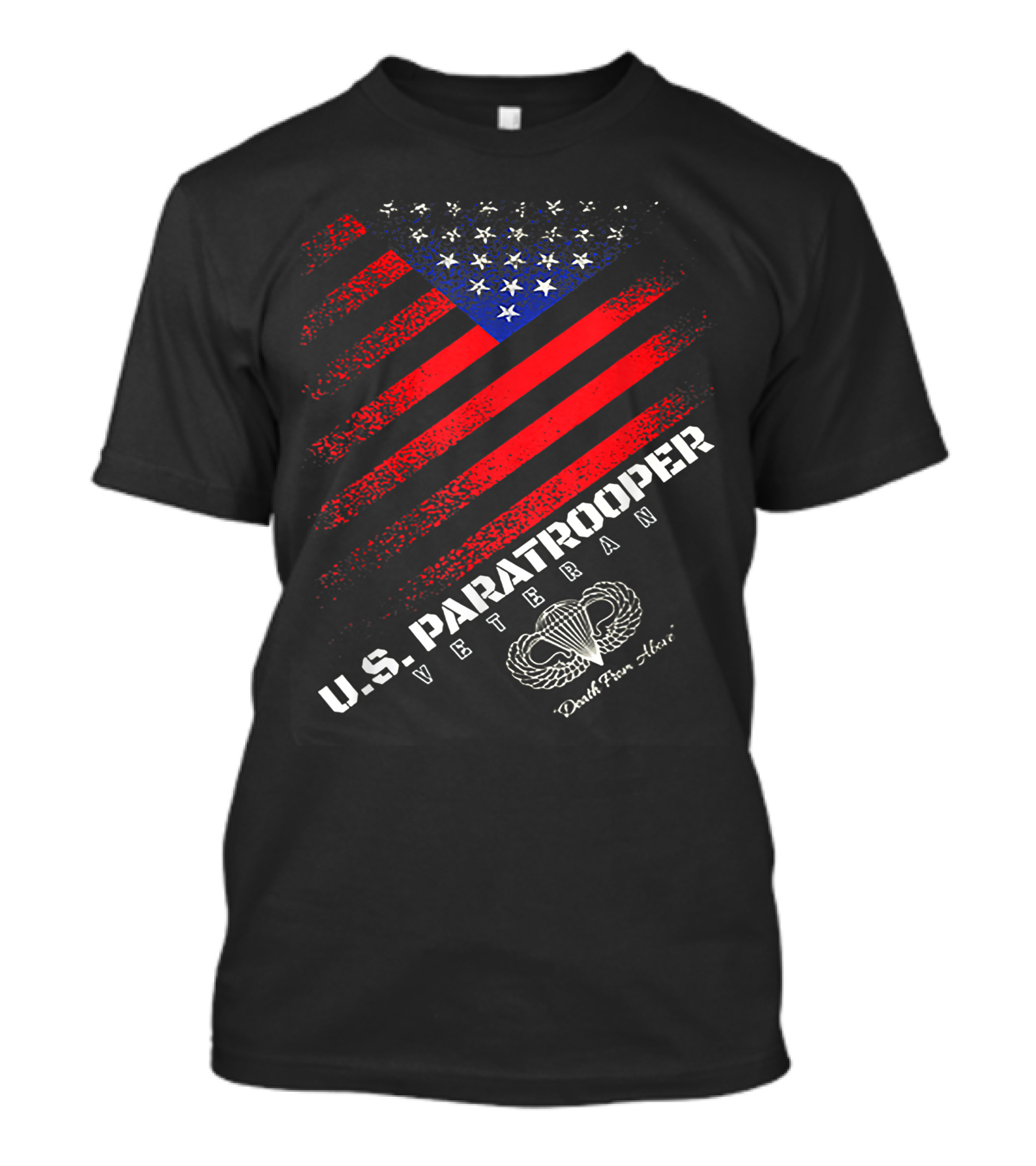 U.S. Paratrooper Veteran Death From Above Flag T-Shirt