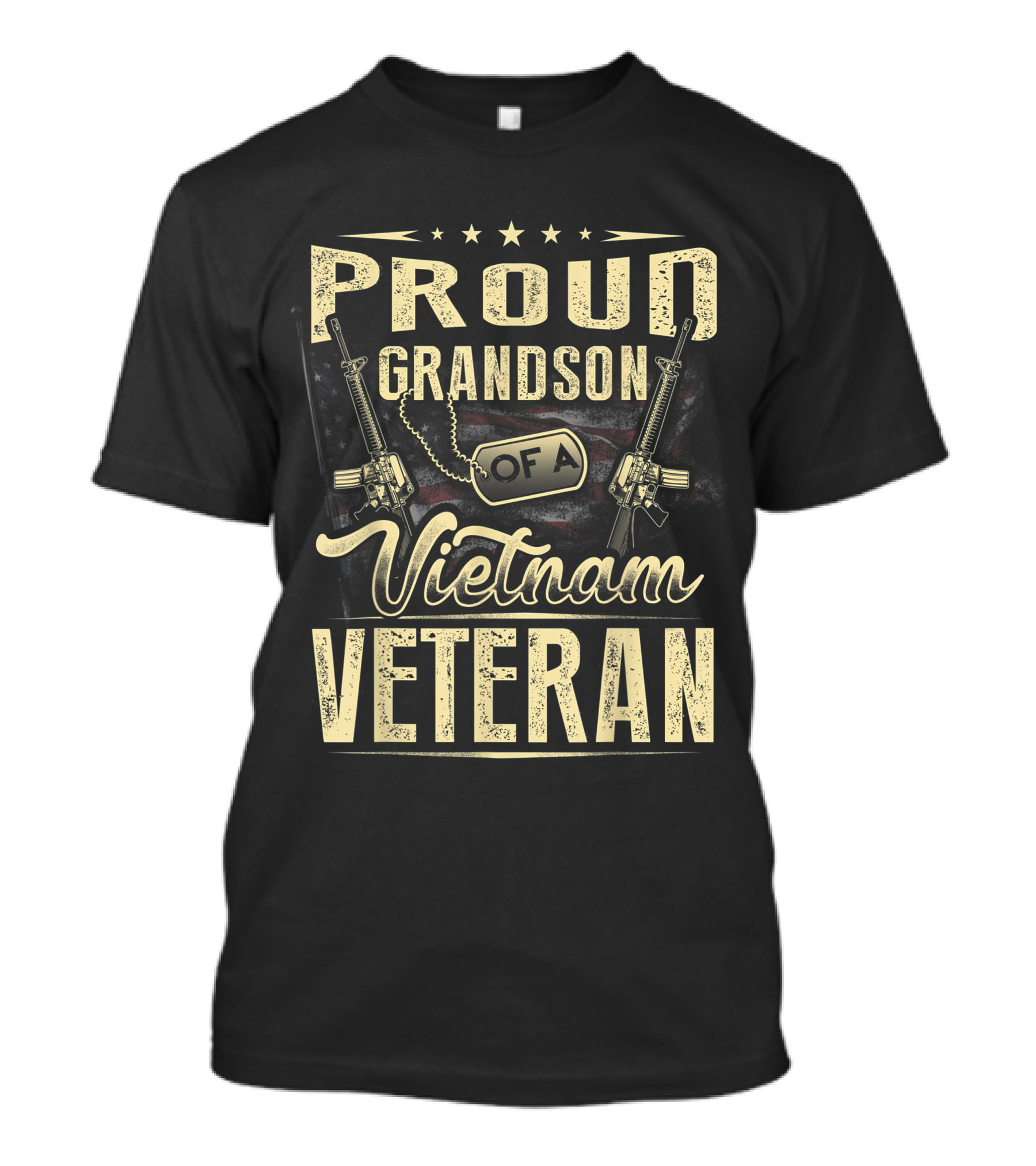 Proud Grandson Of A Vietnam Veteran With Dog Tags And Rifles T-Shirt