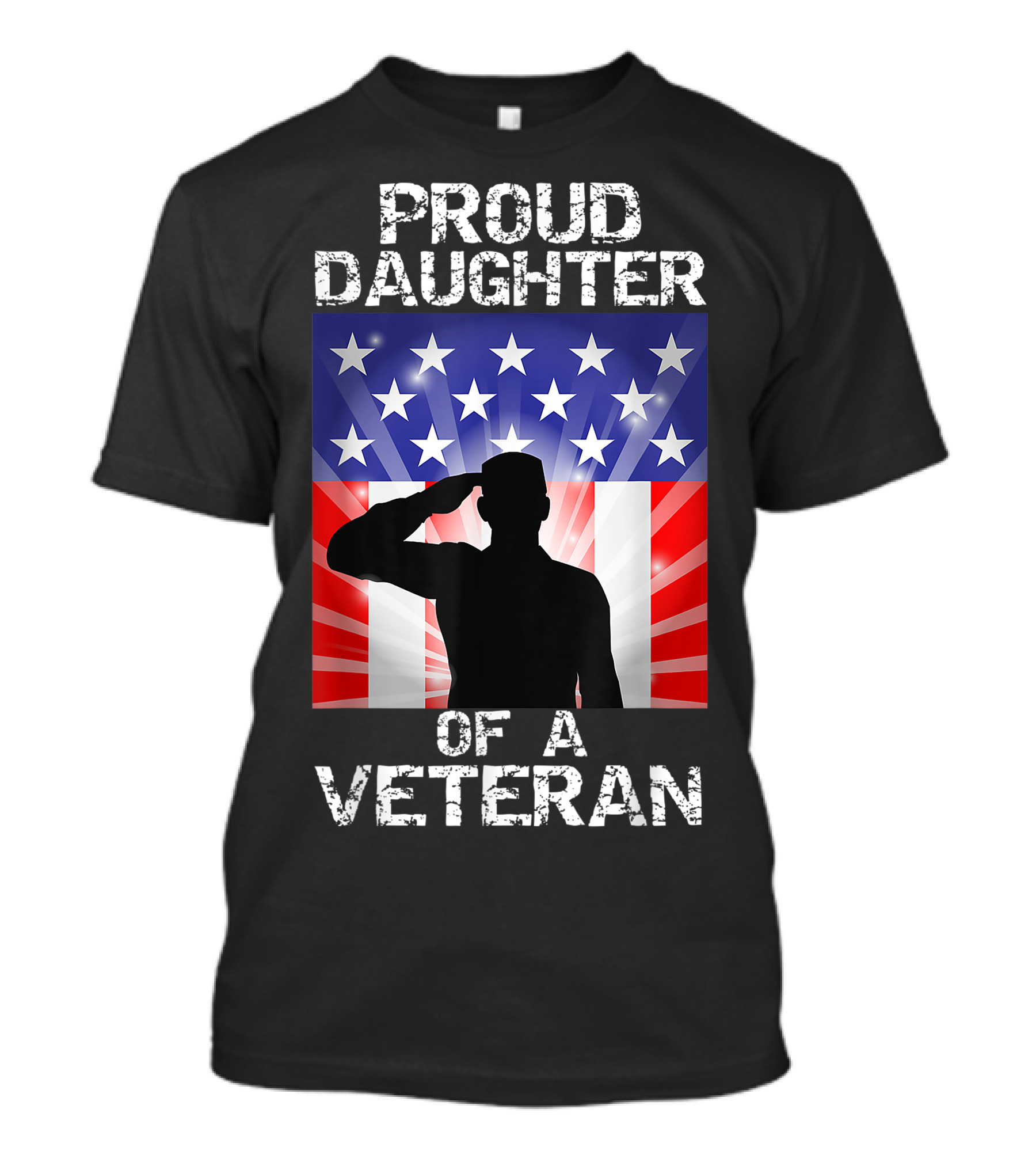 Proud Daughter Of A Veteran Military Salute Flag Background T-Shirt
