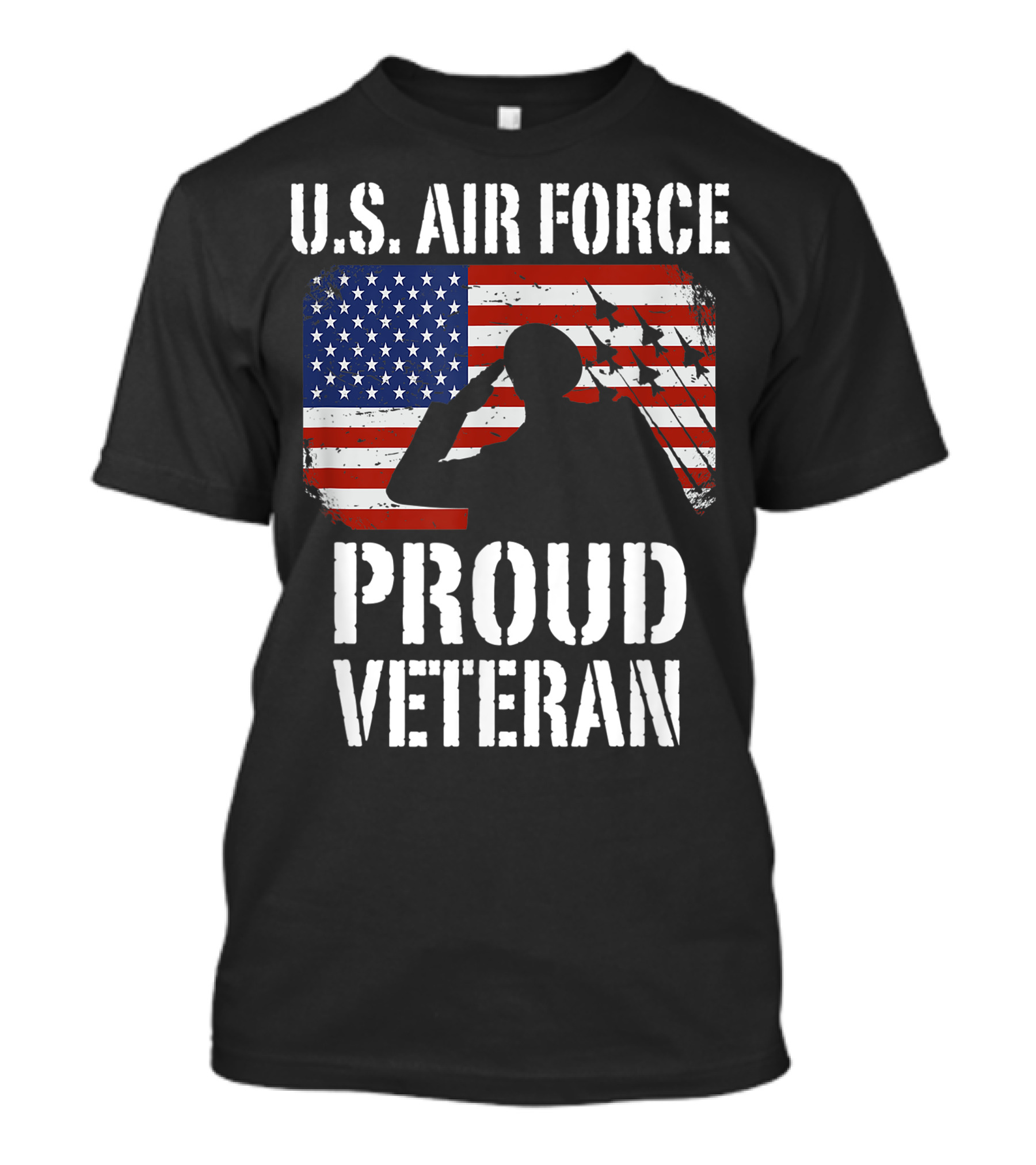 U.S. Air Force Proud Veteran Saluting Fighter Jets American Flag T-Shirt