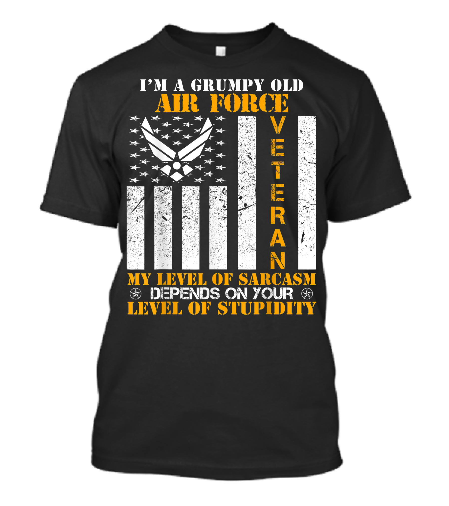 I'm A Grumpy Old Air Force Veteran My Level Of Sarcasm Depends On Your Level Of Stupidity T-Shirt
