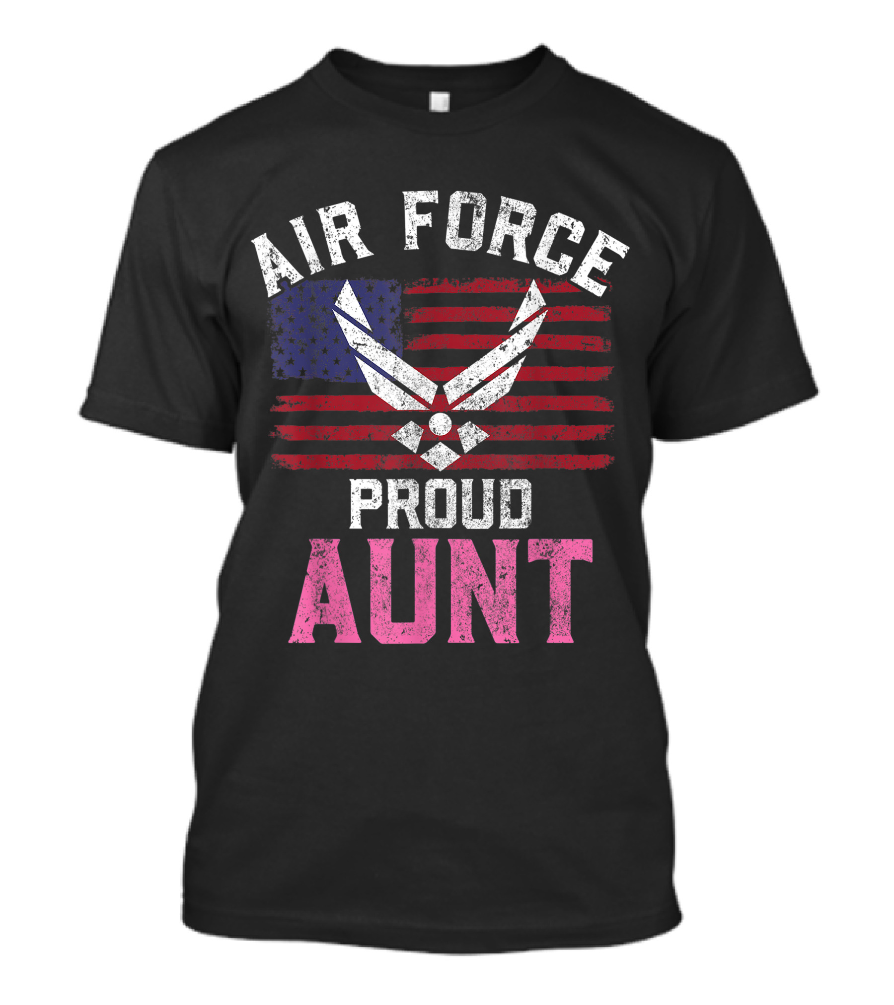Proud Air Force Aunt American Flag USA Veteran T-Shirt