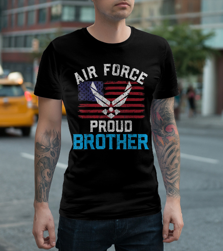 Proud Air Force Brother American Flag Veteran Symbolic T-Shirt