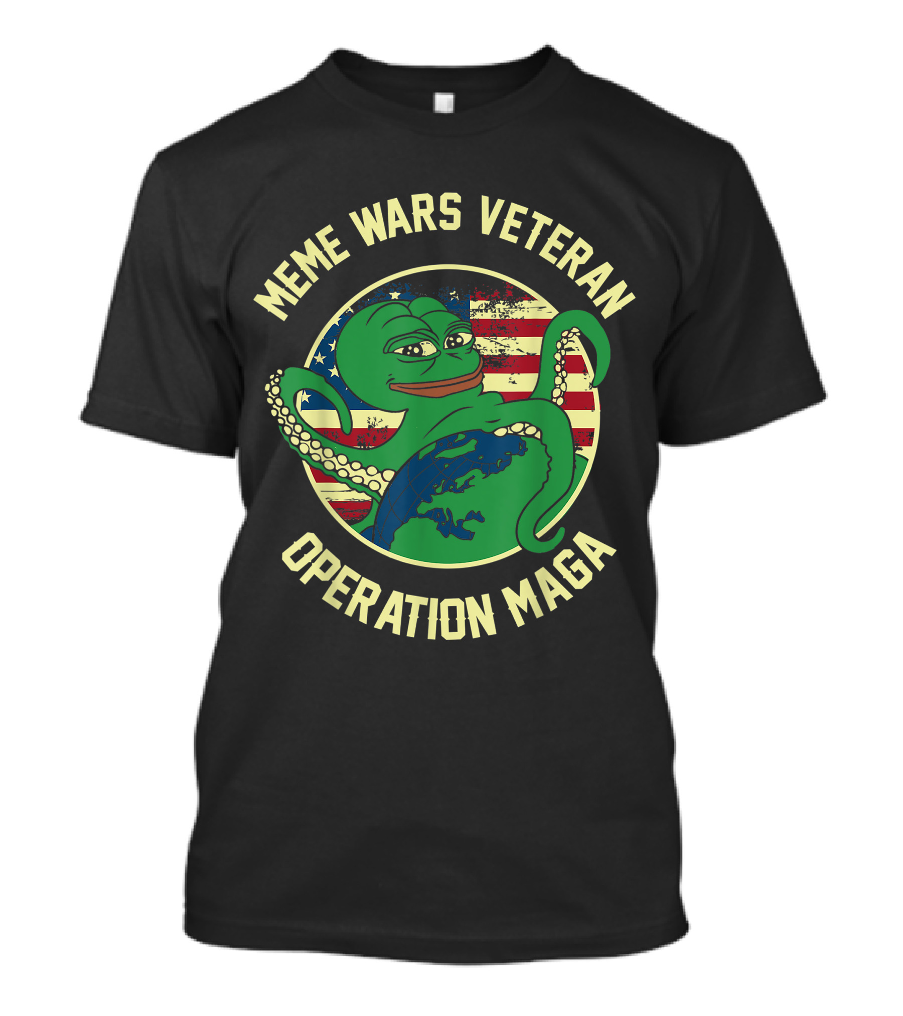 Meme Wars Veteran Operation Maga Pepe Flag Octopus T-Shirt
