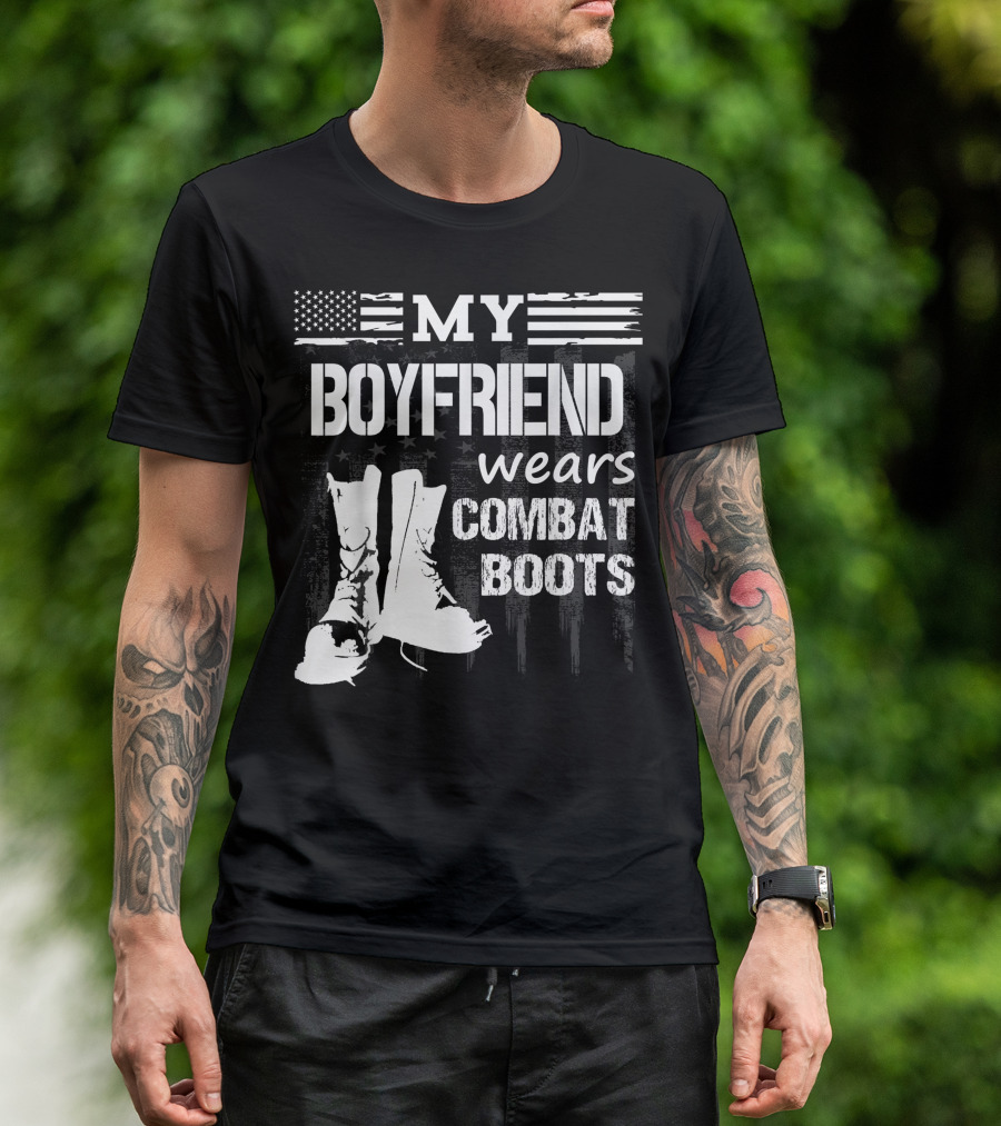 My Boyfriend Wears Combat Boots American Flag T-Shirt