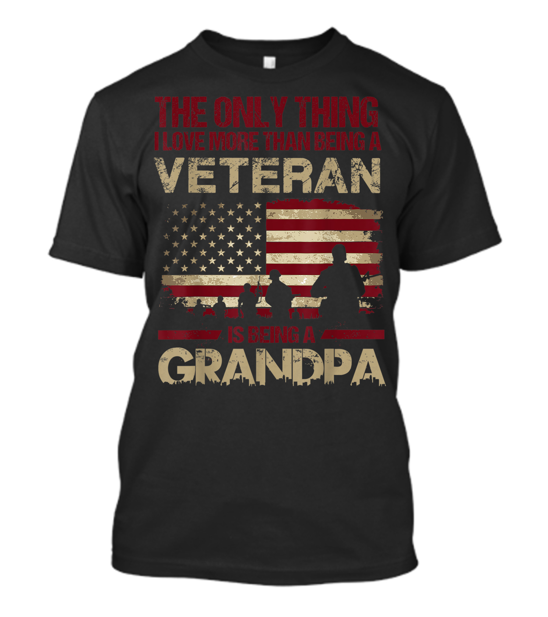 The Only Thing I Love More Than Being A Veteran Is Being A Grandpa USA Flag T-Shirt