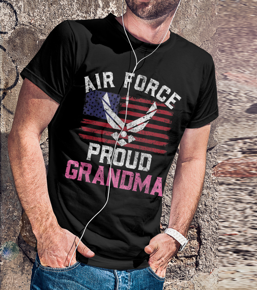 Air Force Proud Grandma American Flag T-Shirt