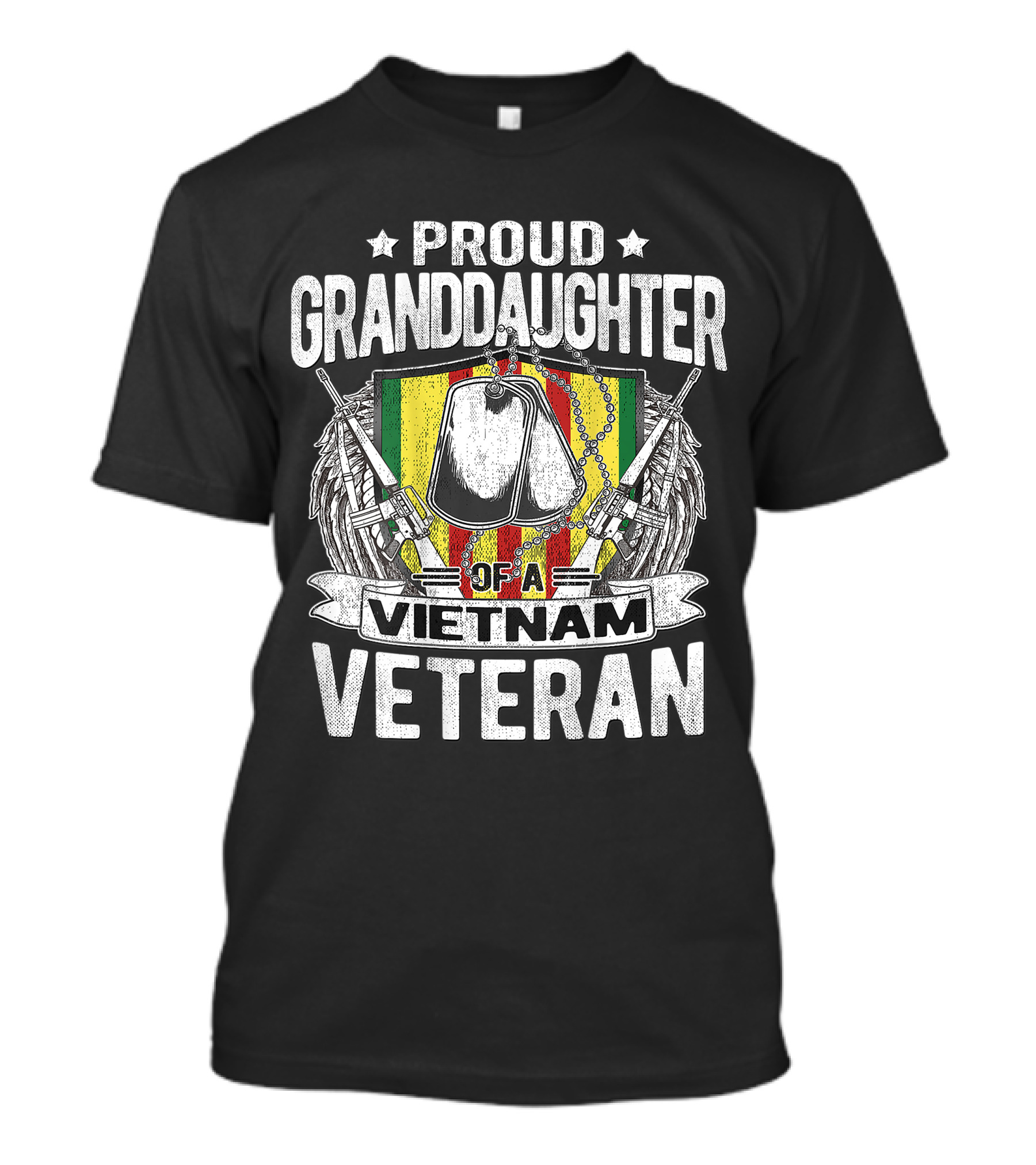 Proud Granddaughter Of A Vietnam Veteran With Dog Tags And Rifles T-Shirt