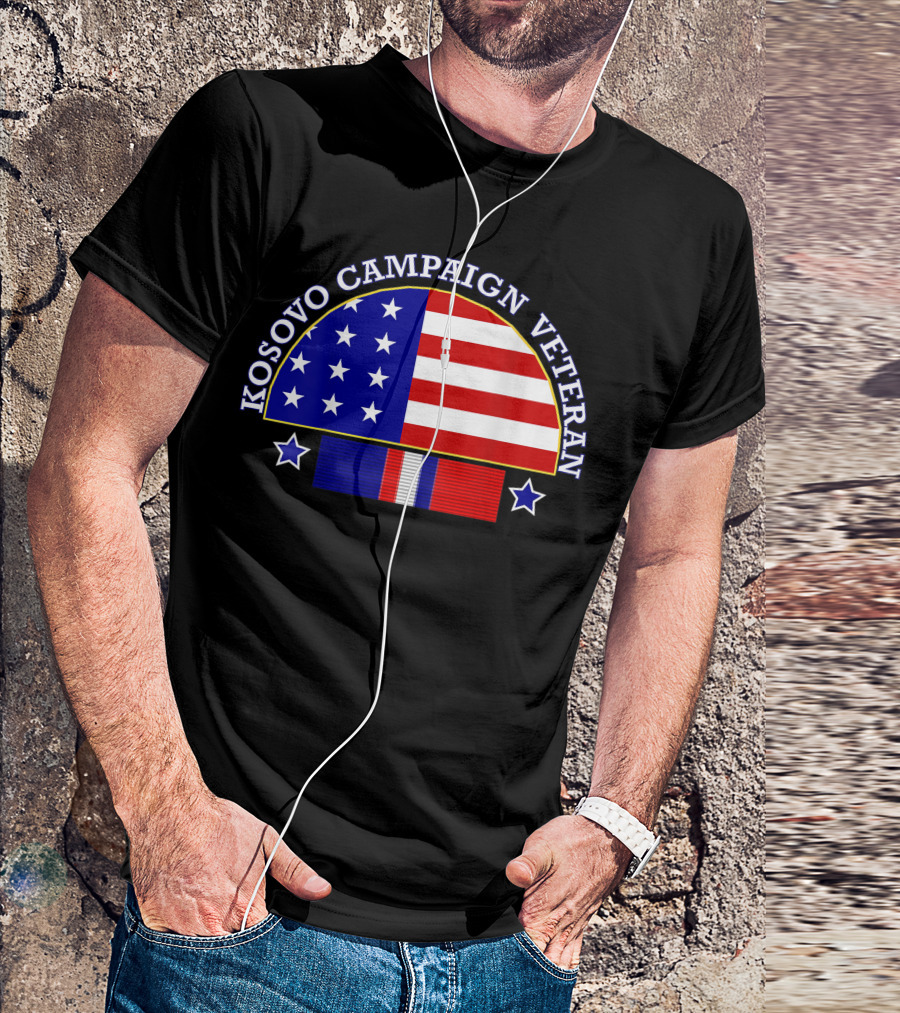 Kosovo Campaign Veteran With Flag And Service T-Shirt