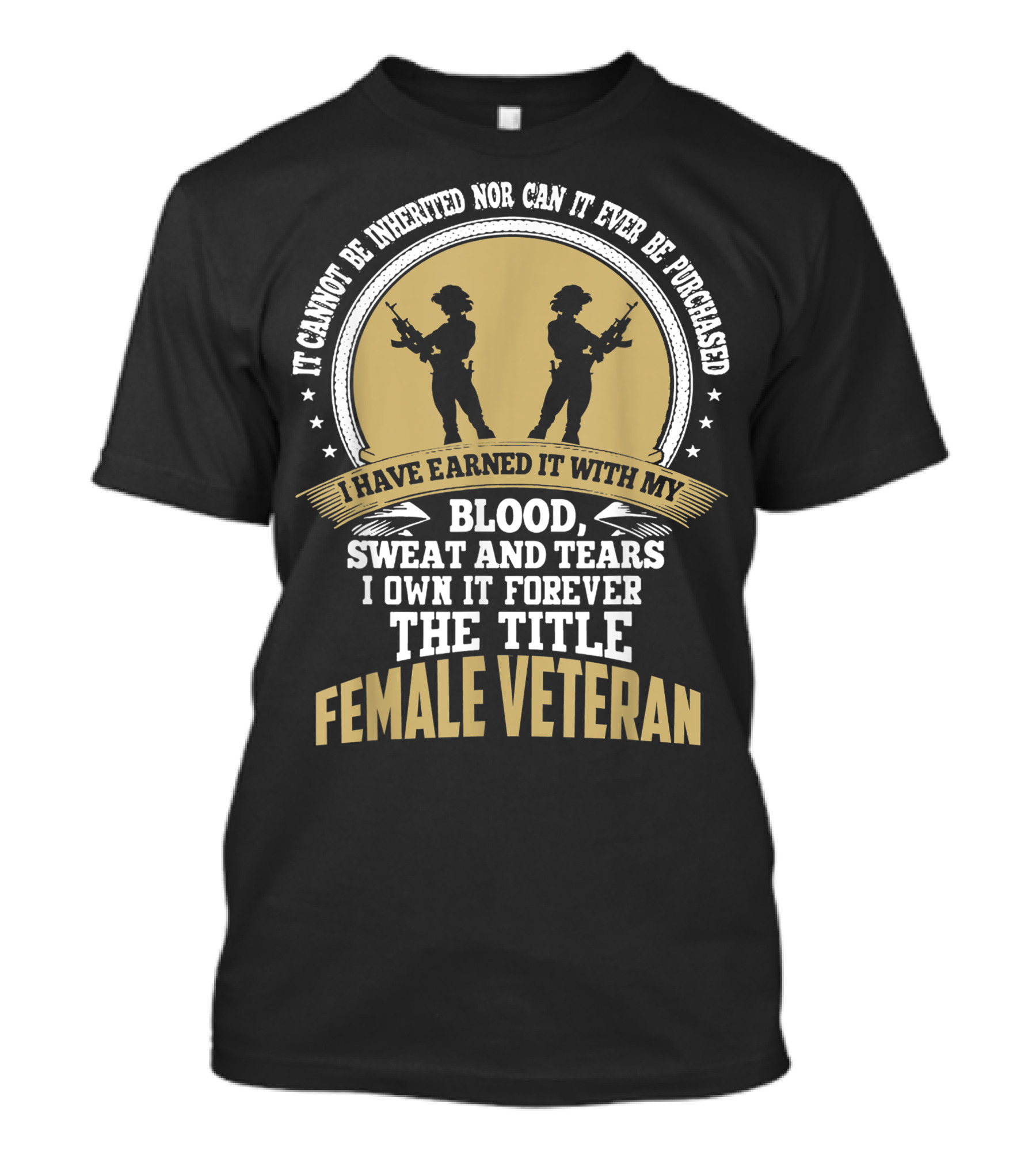Blood Sweat And Tears Female Veteran Title T-Shirt