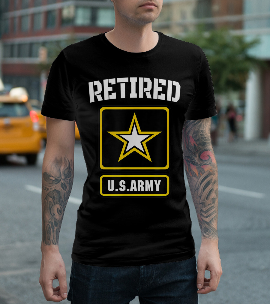 Retired U.S. Army Veteran Yellow Star Emblem For Veterans Day T-Shirt