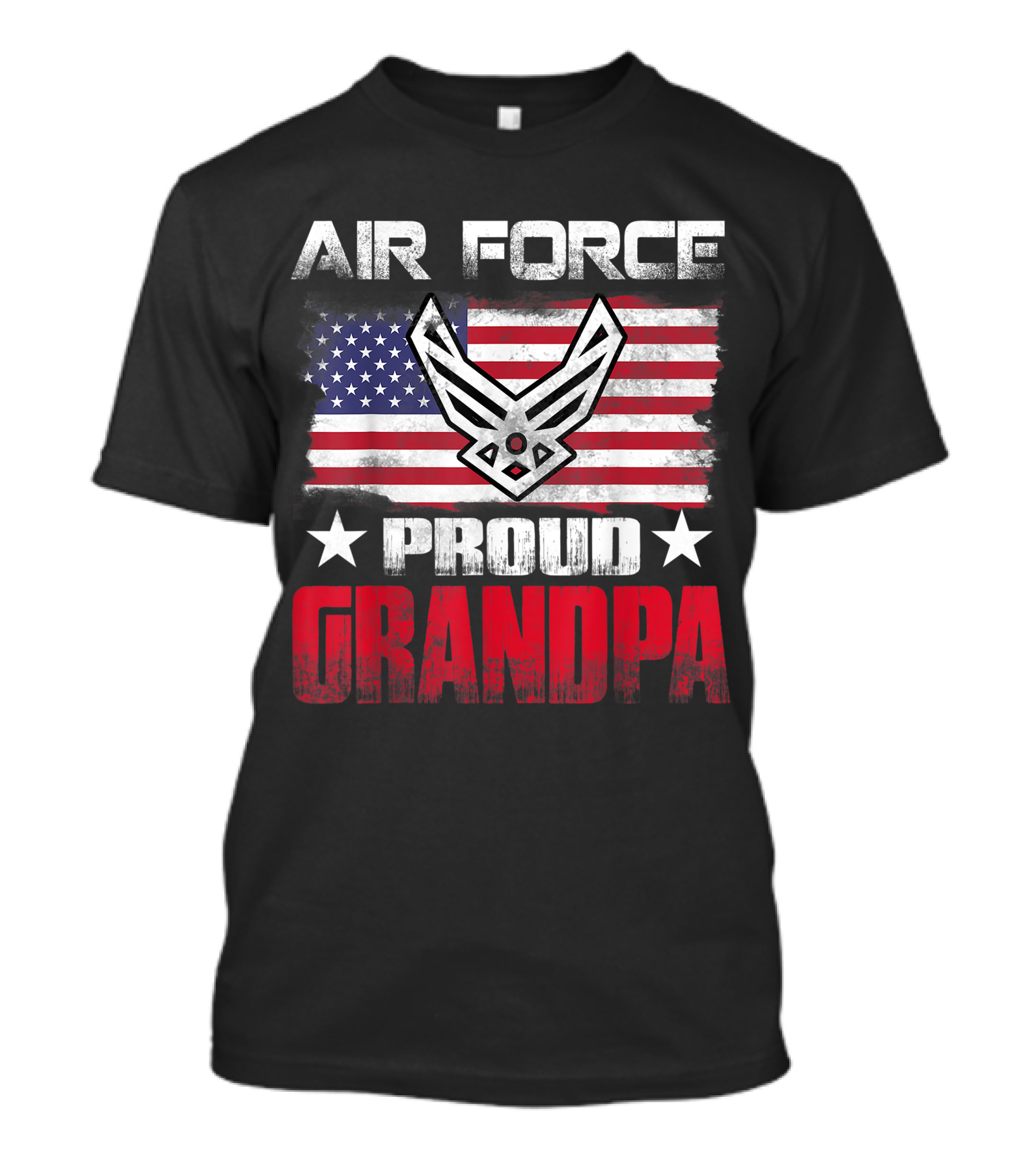 Proud Air Force Grandpa USA Flag Veteran Emblem T-Shirt
