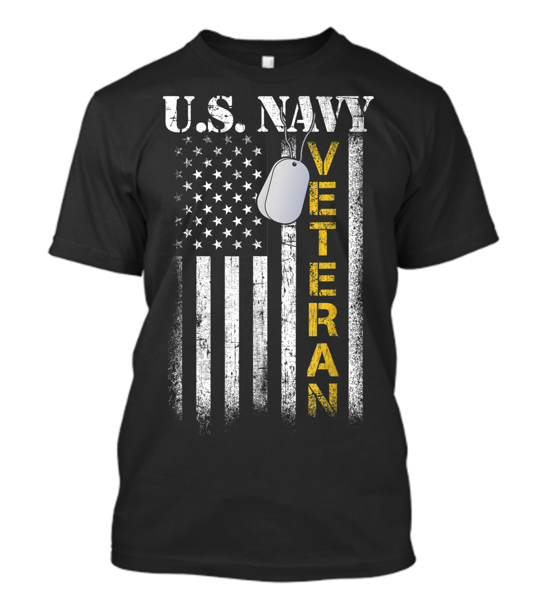 U.S. Navy Veteran American Flag Dog Tag T-Shirt