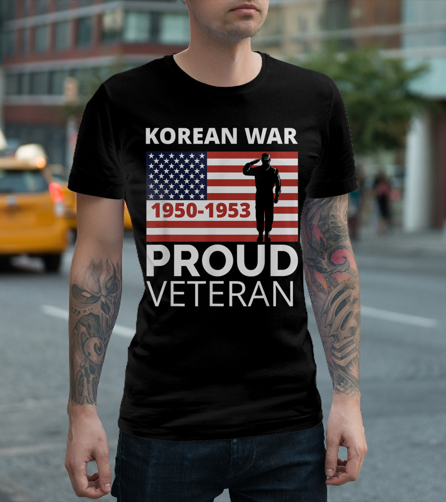 Proud Korean War 1950-1953 Veteran USA Flag Soldier Salute T-Shirt