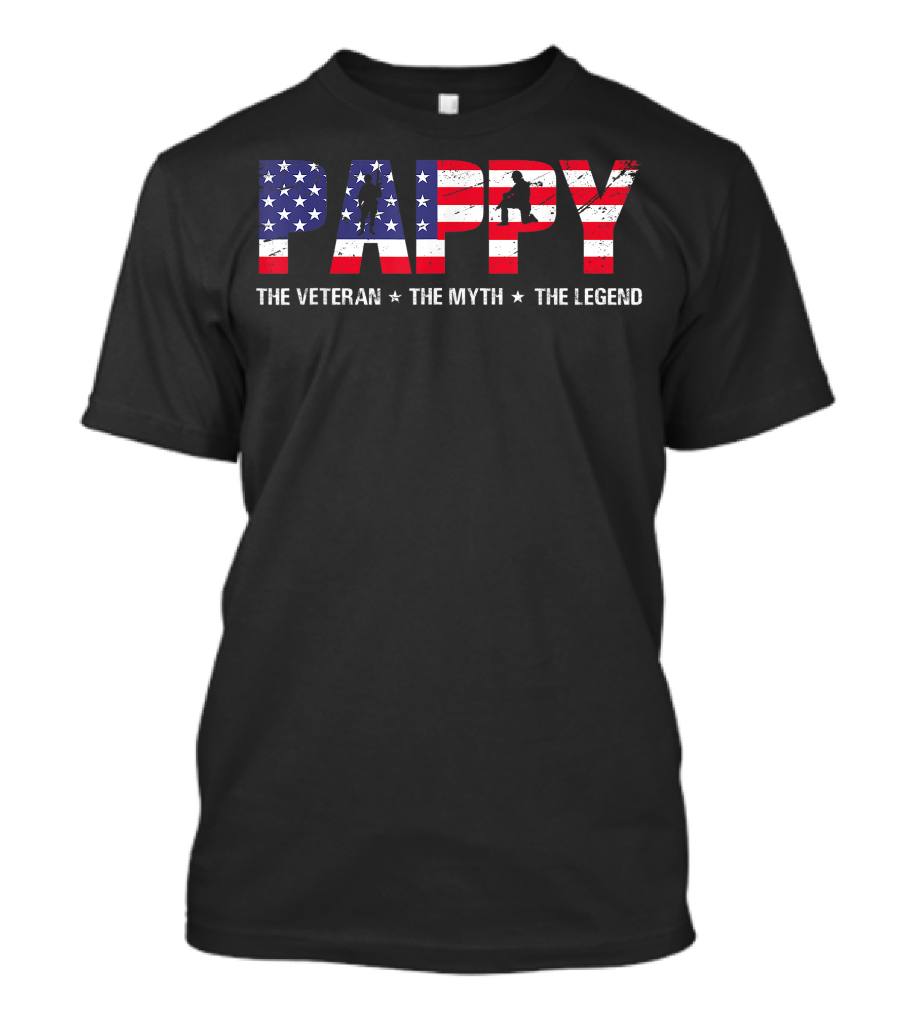 Pappy The Veteran The Myth The Legend American Flag Fathers Day T-Shirt