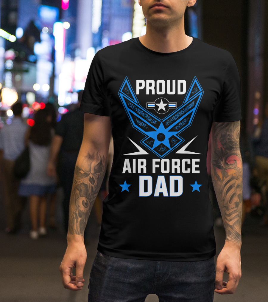Proud United States Air Force Dad Veteran Emblem With Stars T-Shirt