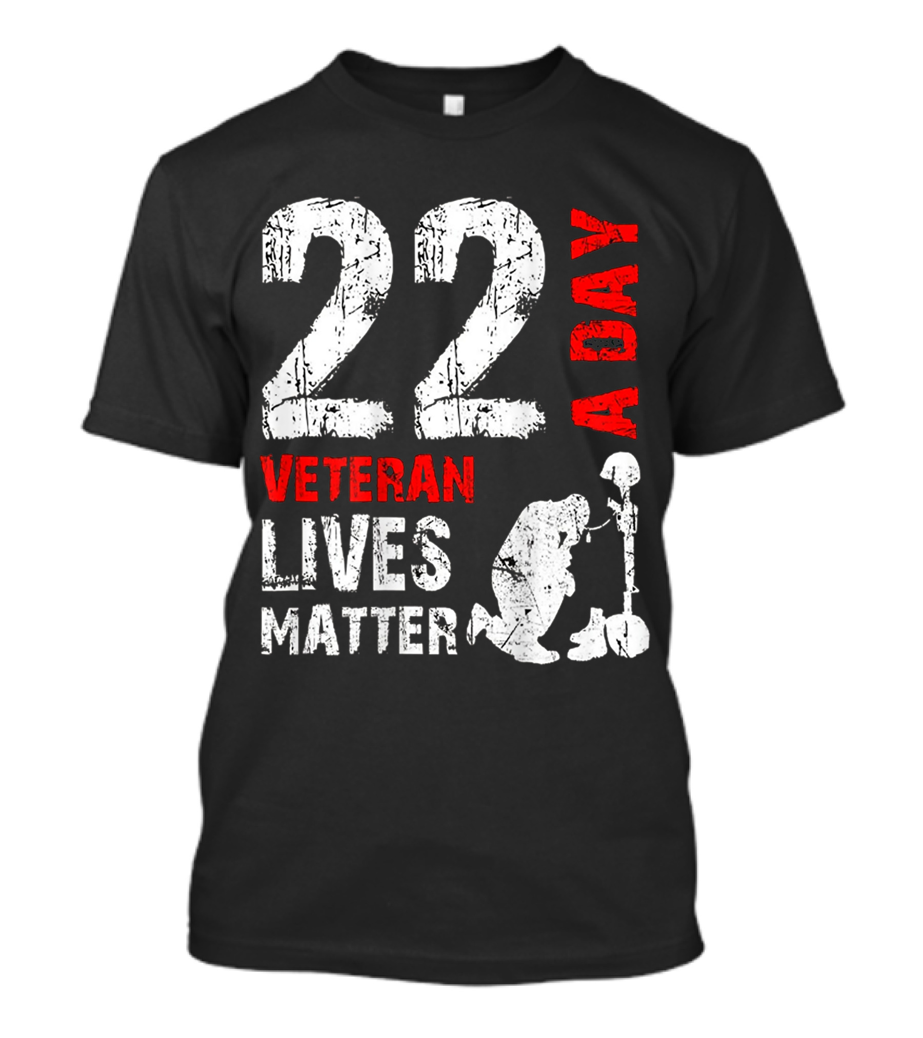 22 A Day Veteran Lives Matter Kneeling Soldier Memorial T-Shirt