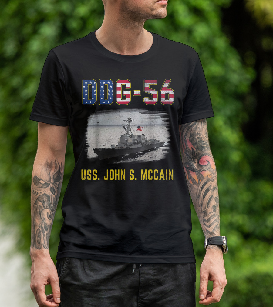 DDG-56 USS John S. McCain Veteran Fourth Of July Naval T-Shirt