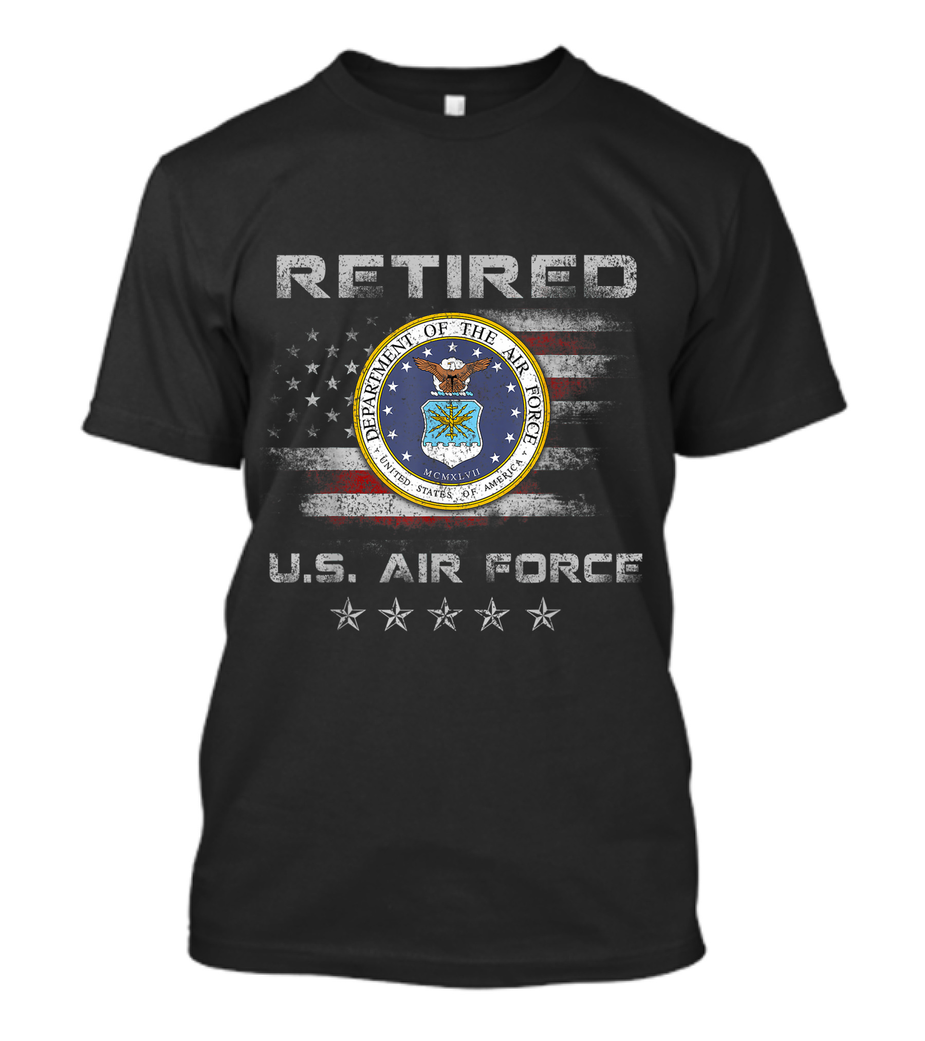 Retired U.S. Air Force Veteran Patriotic Seal With American Flag And Stars T-Shirt