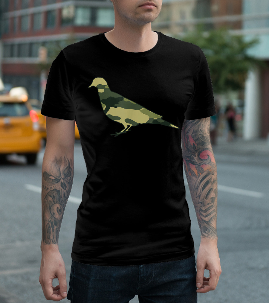 Military Camo Pigeon Bird Dove Veteran Men Print T-Shirt