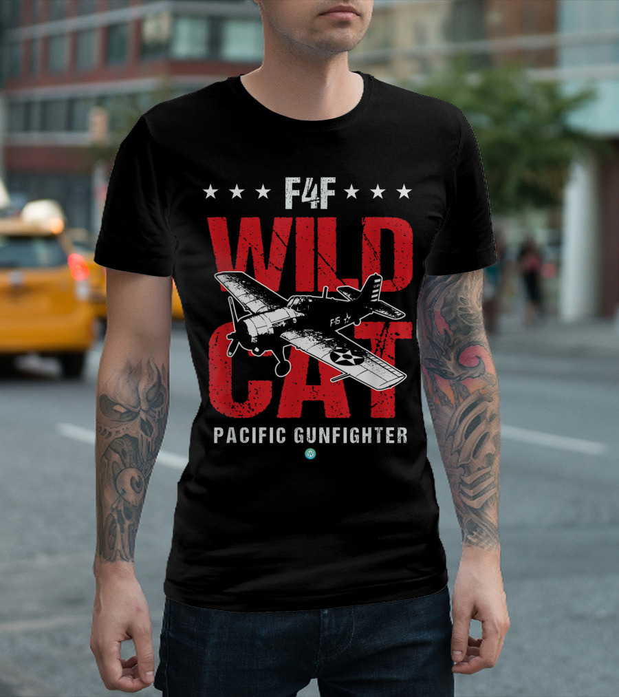 F4F Wildcat Pacific Gunfighter Vintage Machine Veteran Pilot T-Shirt