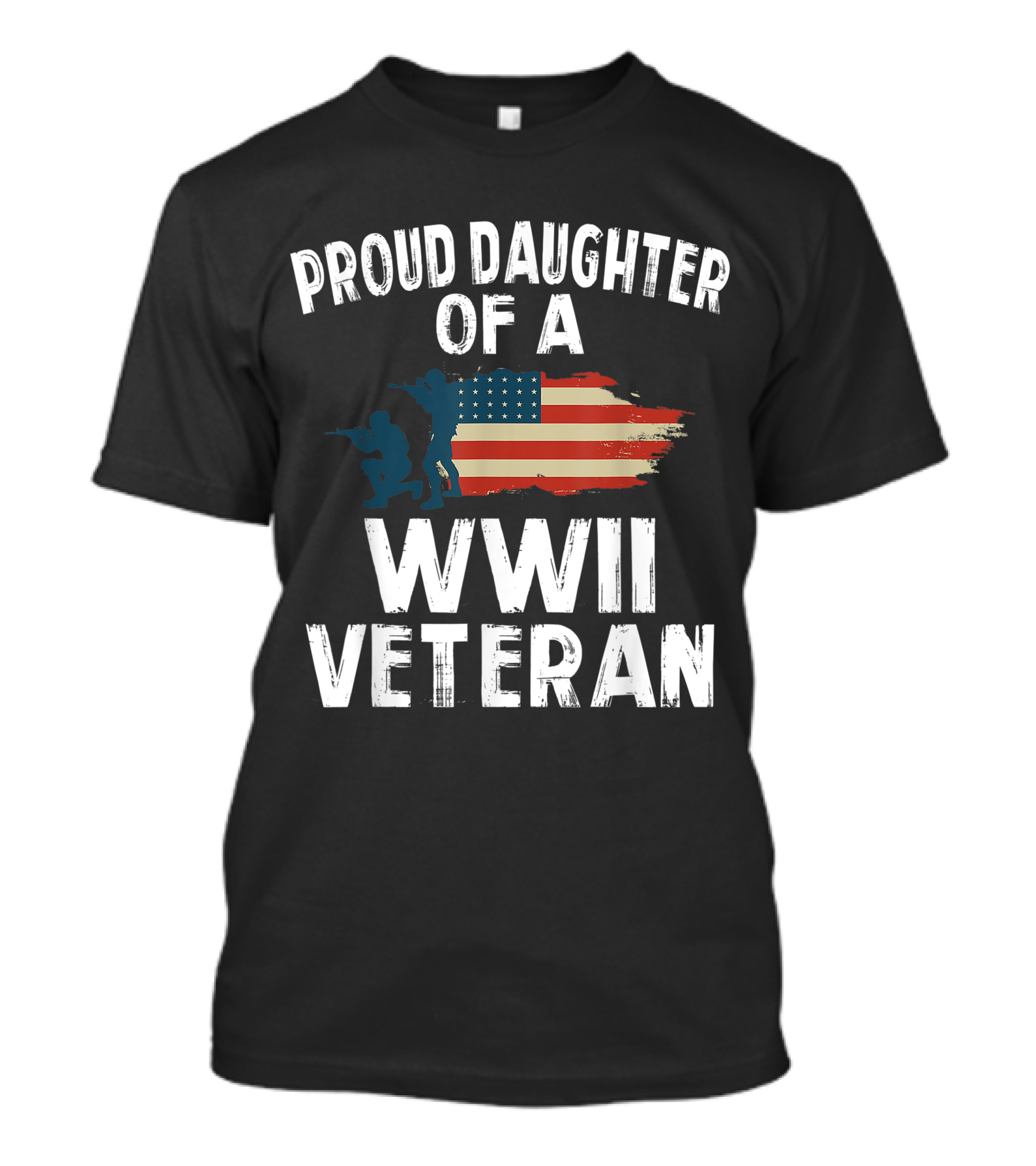 Proud Daughter Of A WWII Veteran American Flag Soldiers T-Shirt