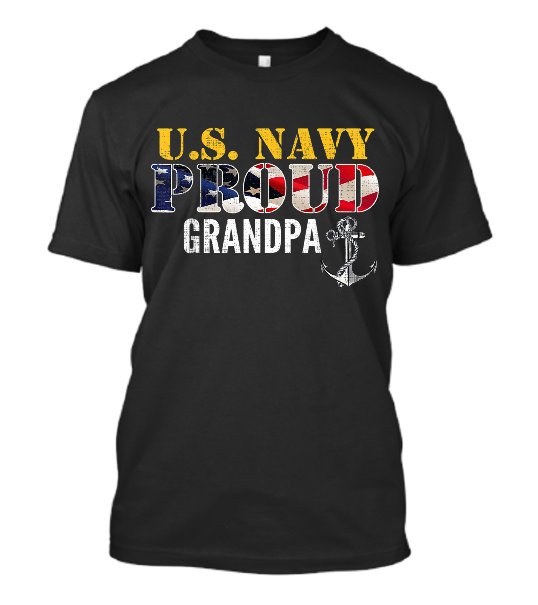 U.S. Navy Proud Grandpa With Anchor And American Flag Elements T-Shirt