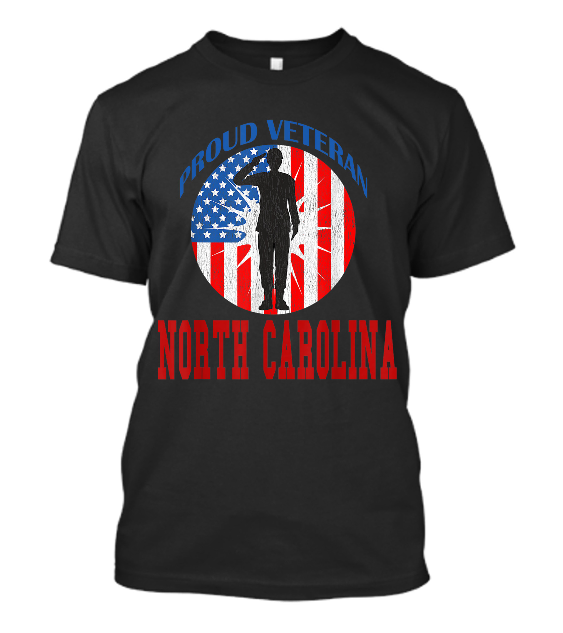Proud Veteran North Carolina American Flag Salute T-Shirt