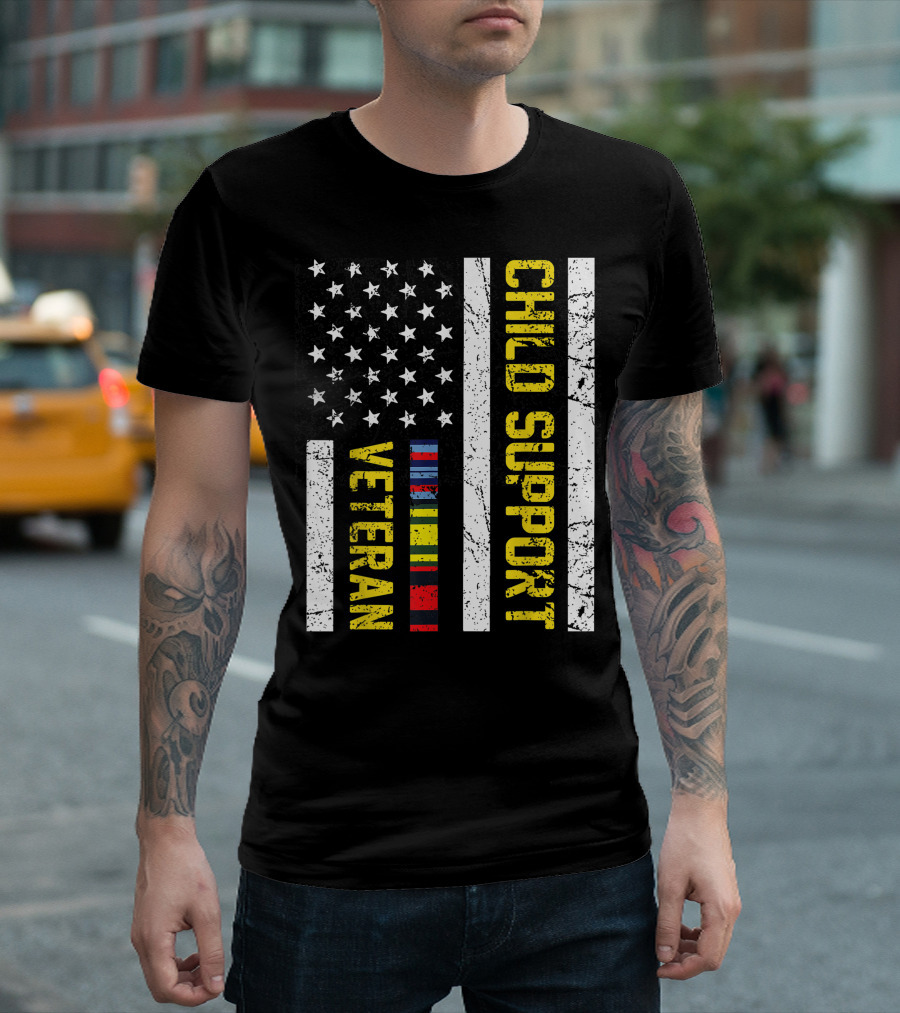 Child Support Veteran Veteran Day Flag Stripes and Stars T-Shirt