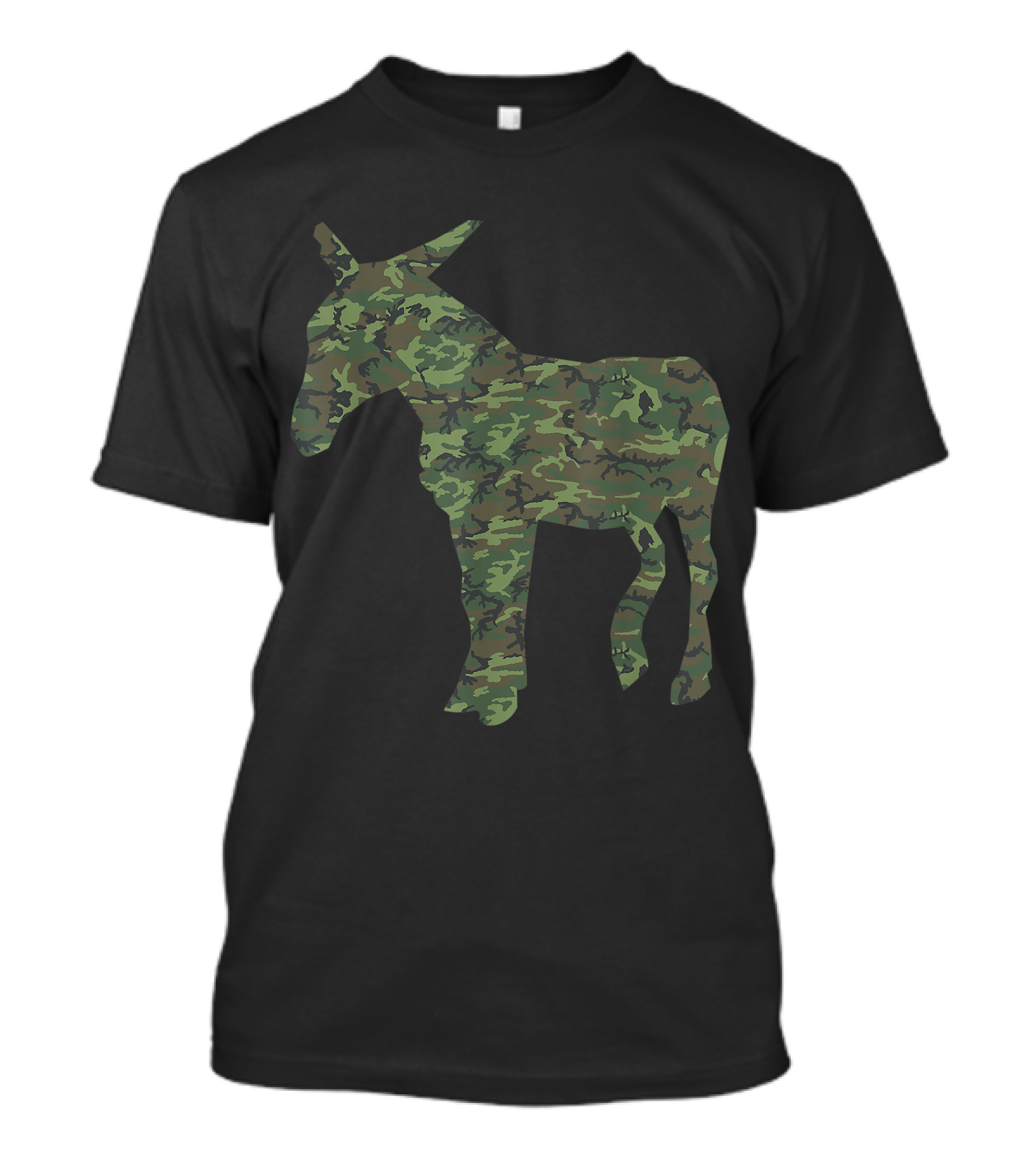 Military Camo Donkey Mule Horse Veteran Print T-Shirt