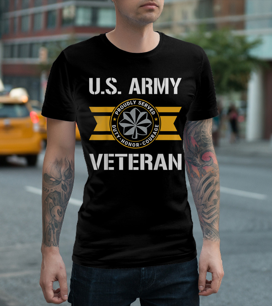 U.S. Army Veteran Proudly Served Duty Honor Courage T-Shirt
